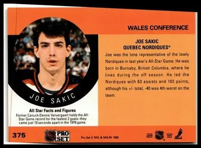 1990-91 Pro Set #375 Joe Sakic - Hockey Card Single