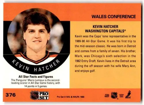 1990-91 Pro Set #376 Kevin Hatcher NM Near Mint Capitals AS ID:43218 - Hockey Card Single