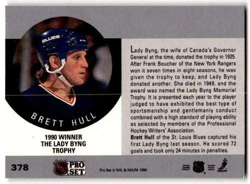 1990-91 Pro Set #378 Brett Hull NM Near Mint Blues ID:43220 - Hockey Card Single