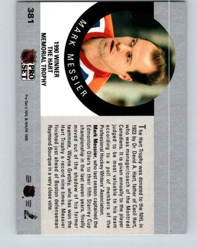 1990-91 Pro Set #381 Mark Messier NM-MT Oilers ID:43223 - Hockey Card Single