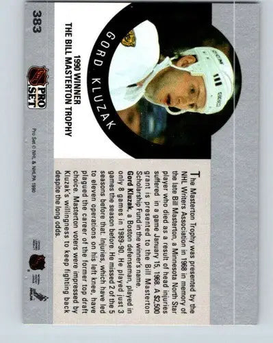 1990-91 Pro Set #383 Gord Kluzak Mast NM-MT Bruins ID:43225 - Hockey Card Single