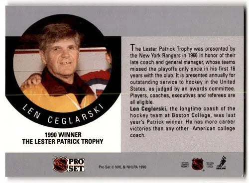 1990-91 Pro Set #385A Len Ceglarski NNO NM-MT ID:43227 - Hockey Card Single