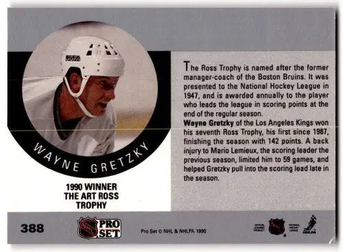 1990-91 Pro Set #388 Wayne Gretzky EX/NM Kings ID:43230 - Hockey Card Single