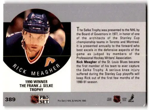 1990-91 Pro Set #389 Rick Meagher EX/NM Blues ID:43231 - Hockey Card Single