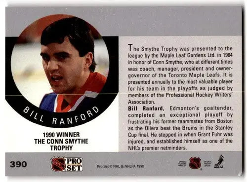 1990-91 Pro Set #390 Bill Ranford Smythe EX/NM Oilers ID:43232 - Hockey Card Single