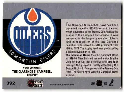 1990-91 Pro Set #392 Edmonton Oilers EX/NM ID:43234 - Hockey Card Single