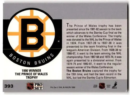 1990-91 Pro Set #393 Boston Bruins EX/NM ID:43235 - Hockey Card Single