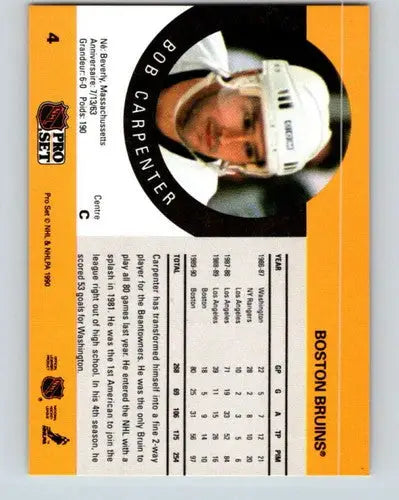 1990-91 Pro Set #4 Bob Carpenter NM-MT Bruins - Hockey Card Single