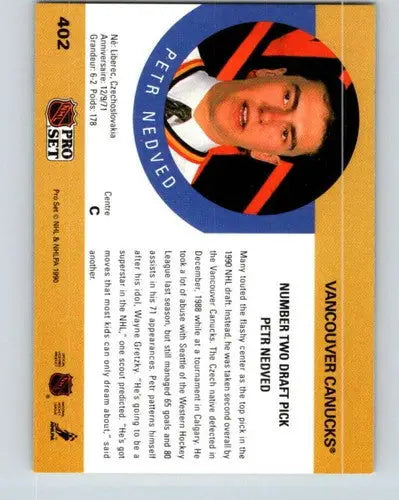 1990-91 Pro Set #402 Petr Nedved NM-MT RC Rookie Canucks ID:43243 - Hockey Card Single