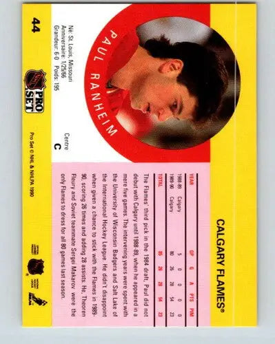 1990-91 Pro Set #44 Paul Ranheim NM-MT RC Rookie Flames - Hockey Card Single