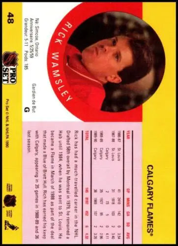 1990-91 Pro Set #48 Rick Wamsley hockey card with original gloss, NM-MT condition