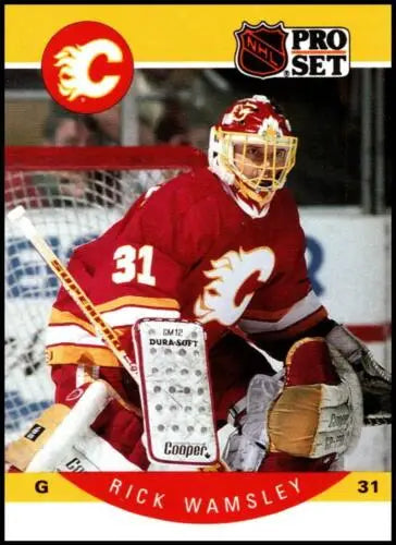 1990-91 Pro Set #48 Rick Wamsley NM-MT Flames original gloss hockey card for sale