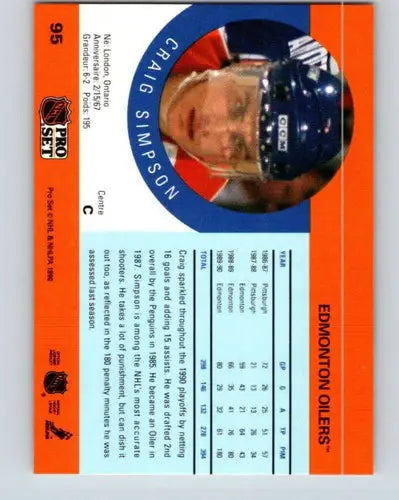 1990-91 Pro Set #95 Craig Simpson NM-MT Oilers - Hockey Card Single