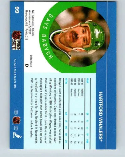 1990-91 Pro Set #99 Dave Babych NM-MT Whalers - Hockey Card Single