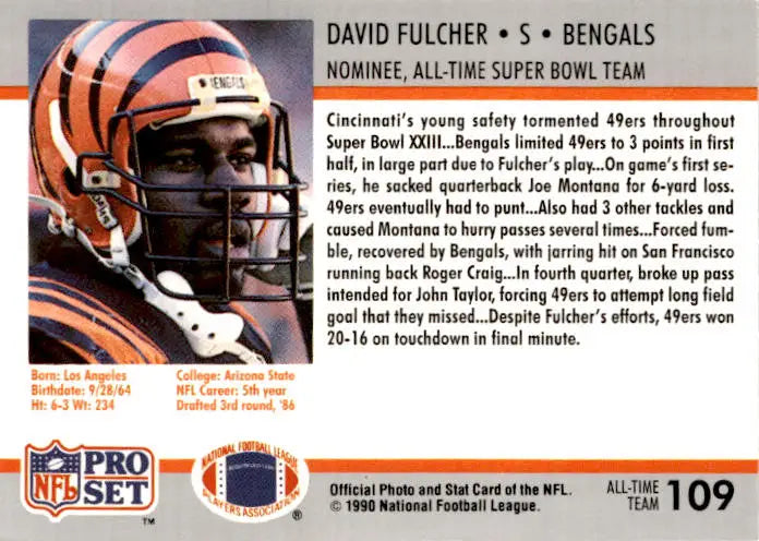 1990-91 Pro Set Super Bowl XXV Silver Anniversary #109 David Fulcher - Football Card Single