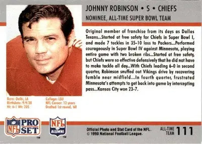 1990-91 Pro Set Super Bowl XXV Silver Anniversary #111 Johnny Robinson - Football Card Single