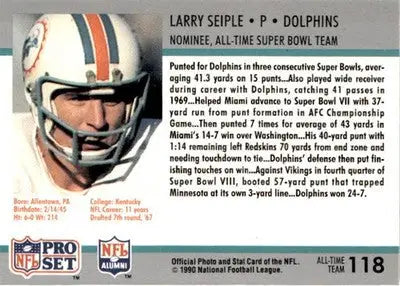 1990-91 Pro Set Super Bowl XXV Silver Anniversary #118 Larry Seiple - Football Card Single