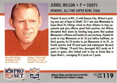 1990-91 Pro Set Super Bowl XXV Silver Anniversary #119 Jerrel Wilson - Football Card Single