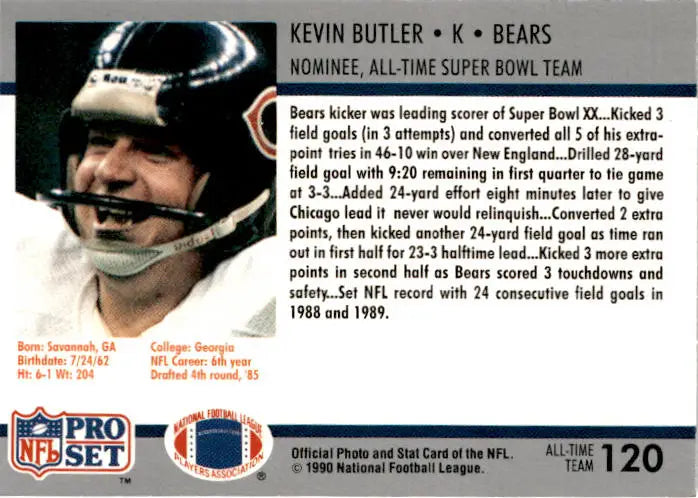 1990-91 Pro Set Super Bowl XXV Silver Anniversary #120 Kevin Butler - Football Card Single