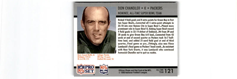 1990-91 Pro Set Super Bowl XXV Silver Anniversary #121 Don Chandler - Football Card Single