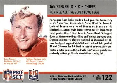 1990-91 Pro Set Super Bowl XXV Silver Anniversary #122 Jan Stenerud - Football Card Single