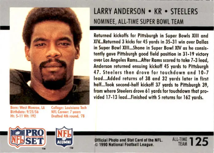 1990-91 Pro Set Super Bowl XXV Silver Anniversary #125 Larry Anderson - Football Card Single