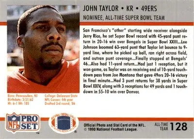 1990-91 Pro Set Super Bowl XXV Silver Anniversary #128 John Taylor - Football Card Single