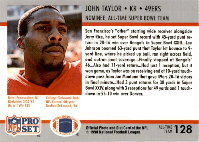 1990-91 Pro Set Super Bowl XXV Silver Anniversary #128 John Taylor - Football Card Single