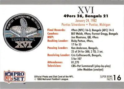 1990-91 Pro Set Super Bowl XXV Silver Anniversary #16 SB XVI Ticket SBXVI - Football Card Single
