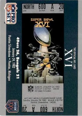 1990-91 Pro Set Super Bowl XXV Silver Anniversary #16 SB XVI Ticket SBXVI - Football Card Single