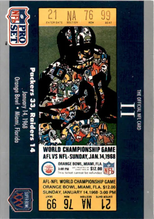 1990-91 Pro Set Super Bowl XXV Silver Anniversary #2 SB II Ticket SBII - Football Card Single