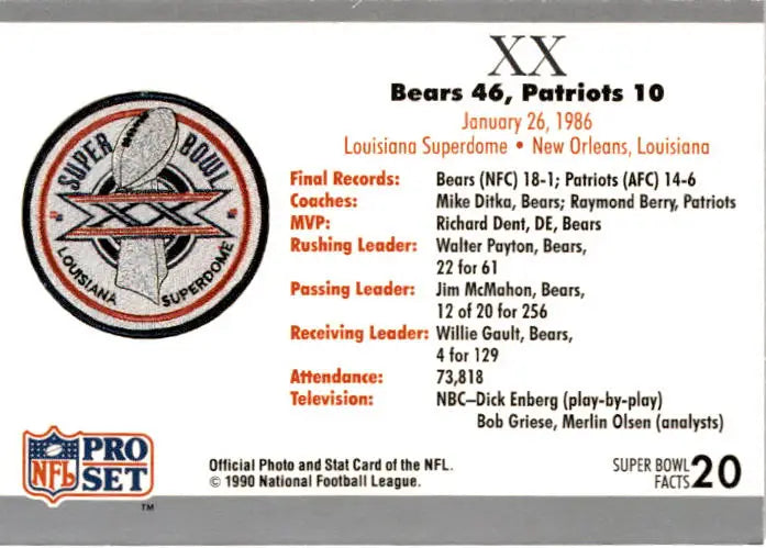 1990-91 Pro Set Super Bowl XXV Silver Anniversary #20 SB XX Ticket SBXX - Football Card Single