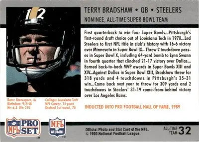 1990-91 Pro Set Super Bowl XXV Silver Anniversary #32 Terry Bradshaw - Football Card Single