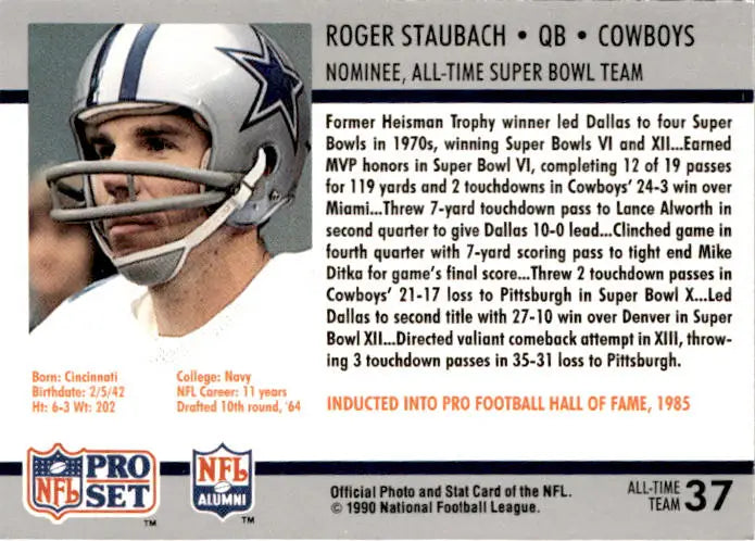 1990-91 Pro Set Super Bowl XXV Silver Anniversary #37 Roger Staubach - Football Card Single