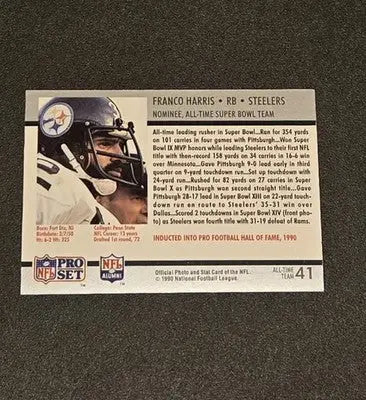 1990-91 Pro Set Super Bowl XXV Silver Anniversary #41 Franco Harris - Football Card Single