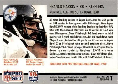 1990-91 Pro Set Super Bowl XXV Silver Anniversary #41 Franco Harris - Football Card Single