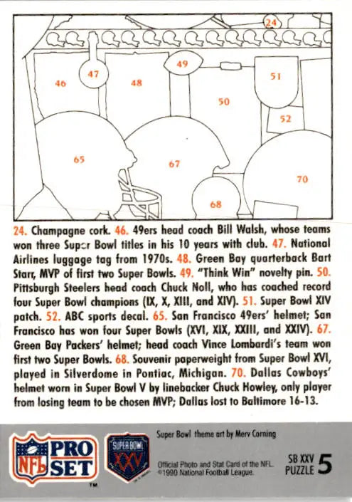 1990-91 Pro Set Super Bowl XXV Silver Anniversary #5 SB XXV Puzzle 5 - Football Card Single