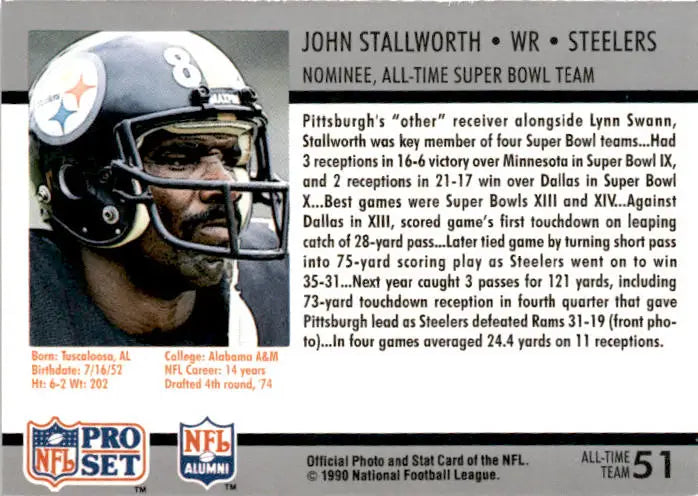 1990-91 Pro Set Super Bowl XXV Silver Anniversary #51 John Stallworth - Football Card Single