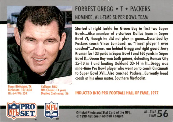 1990-91 Pro Set Super Bowl XXV Silver Anniversary #56 Forrest Gregg - Football Card Single