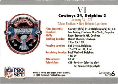 1990-91 Pro Set Super Bowl XXV Silver Anniversary #6 SB VI Ticket SBVI - Football Card Single