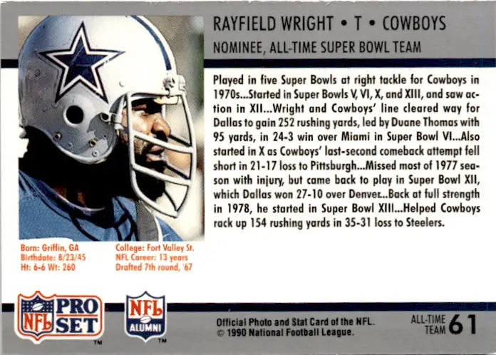 1990-91 Pro Set Super Bowl XXV Silver Anniversary #61 Rayfield Wright - Football Card Single
