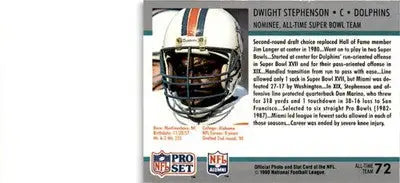 1990-91 Pro Set Super Bowl XXV Silver Anniversary #72 Dwight Stephenson - Football Card Single