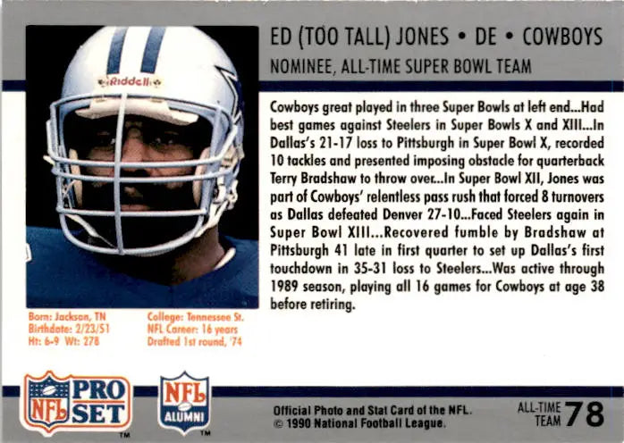 1990-91 Pro Set Super Bowl XXV Silver Anniversary #78 Ed ’Too Tall’ Jones - Football Card Single