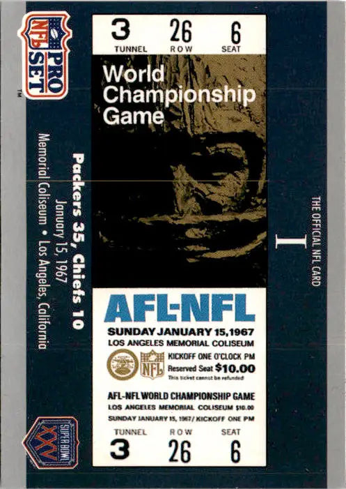 1990-91 Pro Set Super Bowl XXV Silver Anniversary Commemorative #1 SB I Ticket - Football Card Single