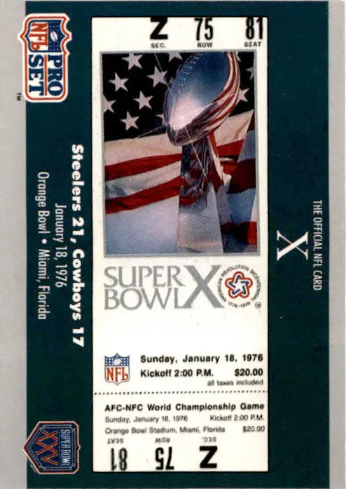 1990-91 Pro Set Super Bowl XXV Silver Anniversary Commemorative #10 SB X Ticket - Football Card Single