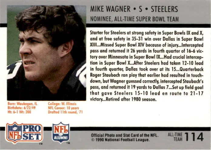 1990-91 Pro Set Super Bowl XXV Silver Anniversary Commemorative #114 Mike Wagner - Football Card Single