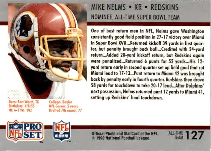 1990-91 Pro Set Super Bowl XXV Silver Anniversary Commemorative #127 Mike Nelms - Football Card Single