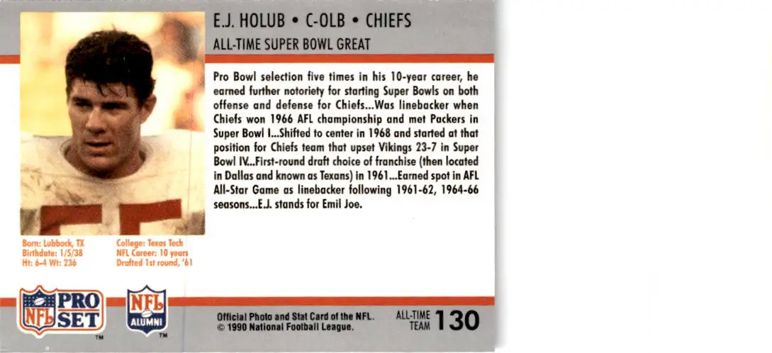 1990-91 Pro Set Super Bowl XXV Silver Anniversary Commemorative #130 E.J. Holub - Football Card Single