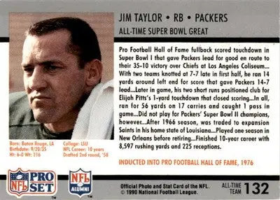 1990-91 Pro Set Super Bowl XXV Silver Anniversary Commemorative #132 Jim Taylor - Football Card Single