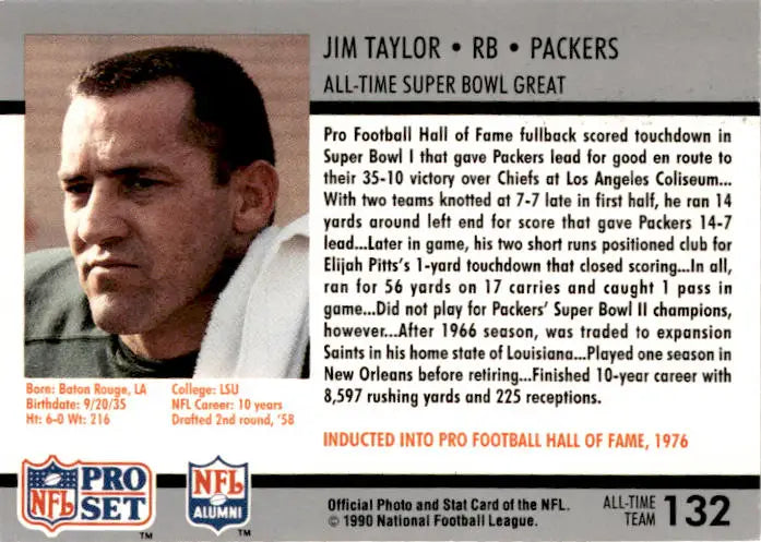 1990-91 Pro Set Super Bowl XXV Silver Anniversary Commemorative #132 Jim Taylor - Football Card Single